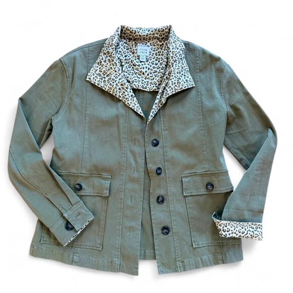 Evereve Jackets & Blazers - Peyton Jensen Evereve khaki green and leopard print utility jacket Size S